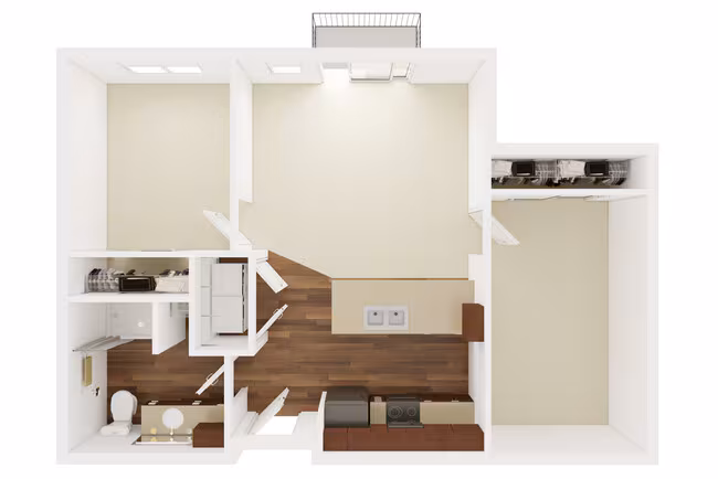 2 Bedroom, 1 Bathroom 223 floor plan